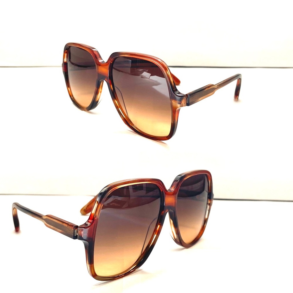Victoria Beckham Havana Rectangular Unisex Sunglasses